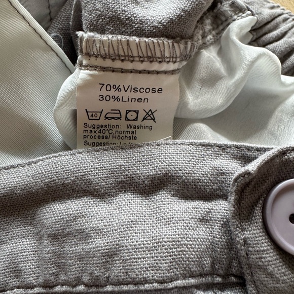 Men's Gray Linen Blend Pants - Picture 6 of 6